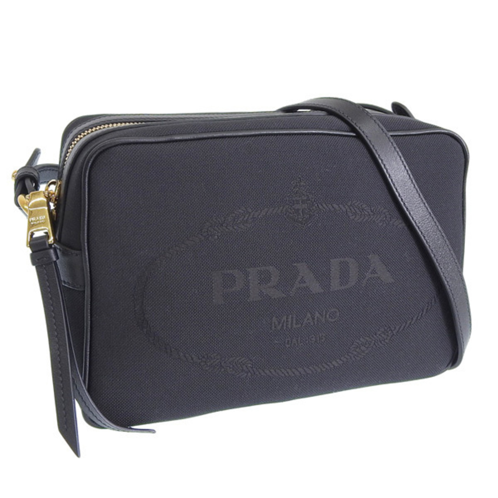Prada Outlet Canvas Shoulder Bags Black